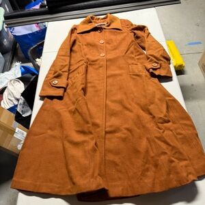 Vintage Camel Heavyweight Long Swing trench coat pockets size medium EUC